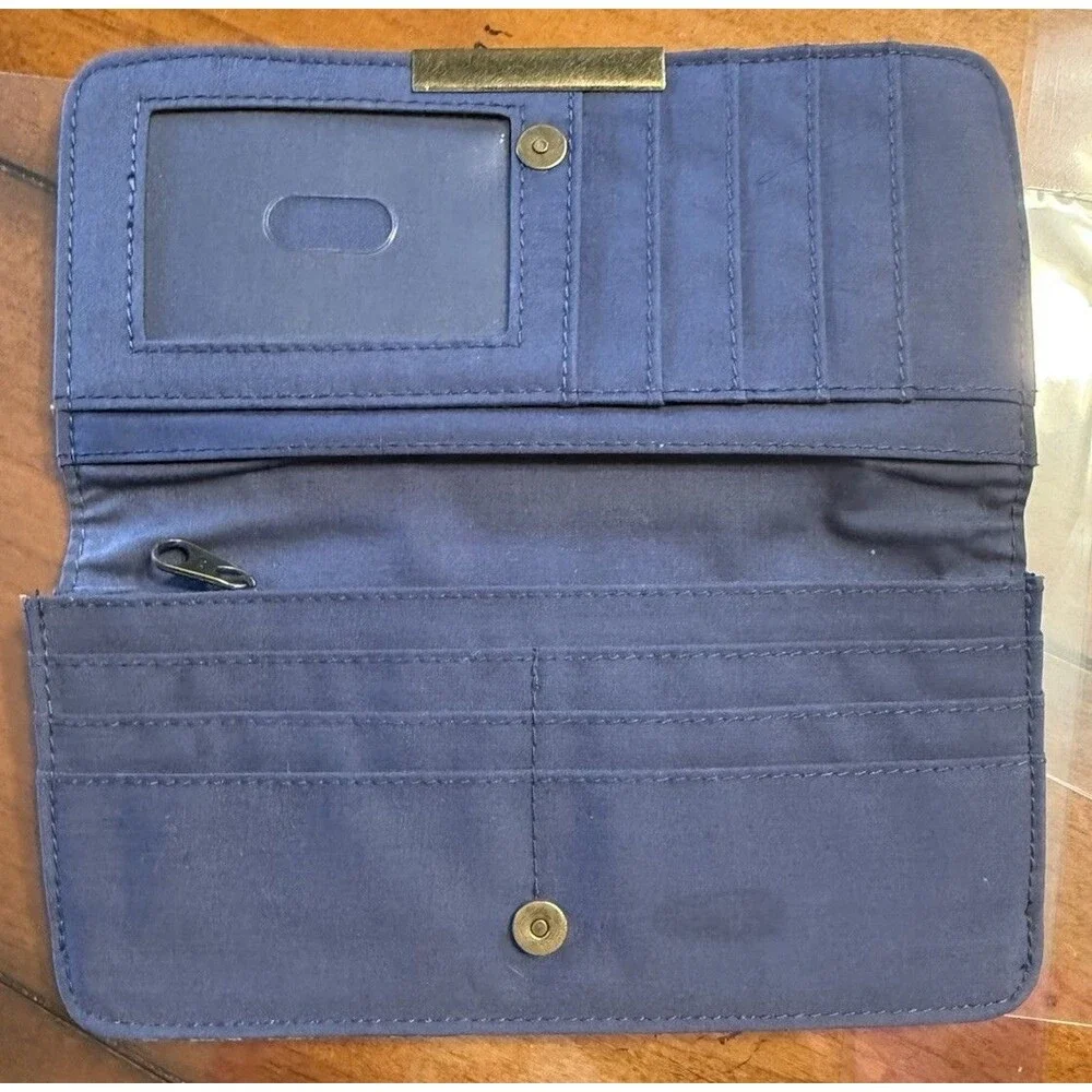 Y2K Billabong Cloth Wallet Blue Teal Floral 90s Snap Close 7.5”x4” Read